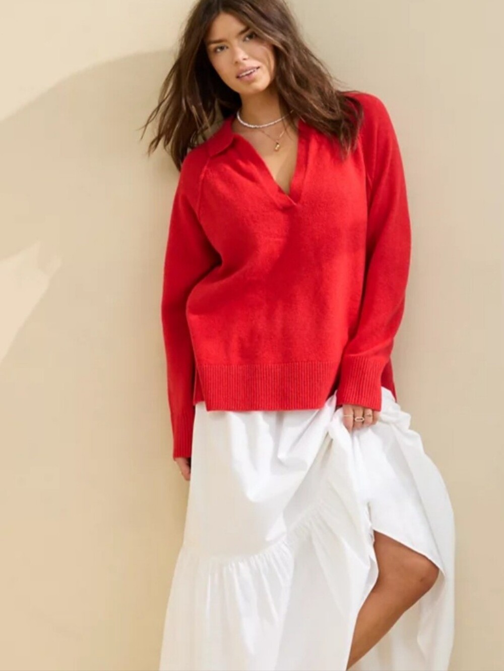 New AERIE UnREAL Red Polo Sweater Size XXS